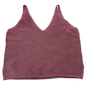 Express Crochet Ribbed Knit Mauve Sweater Tank